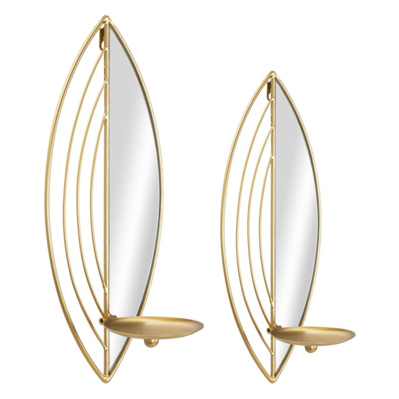 Juego de 2 candelabros con forma de hoja – Elegancia luminosa y romántica (18 x 13 x 41 cm / 15 x 13 x 35 cm)