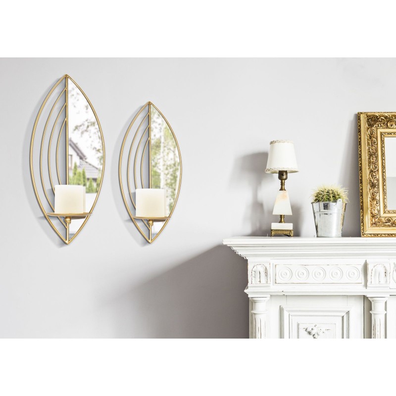 Juego de 2 candelabros con forma de hoja – Elegancia luminosa y romántica (18 x 13 x 41 cm / 15 x 13 x 35 cm)