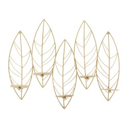 Candelabro de pared con forma de hoja – Decoración de pared elegante y sofisticada (66 x 14 x 56 cm)
