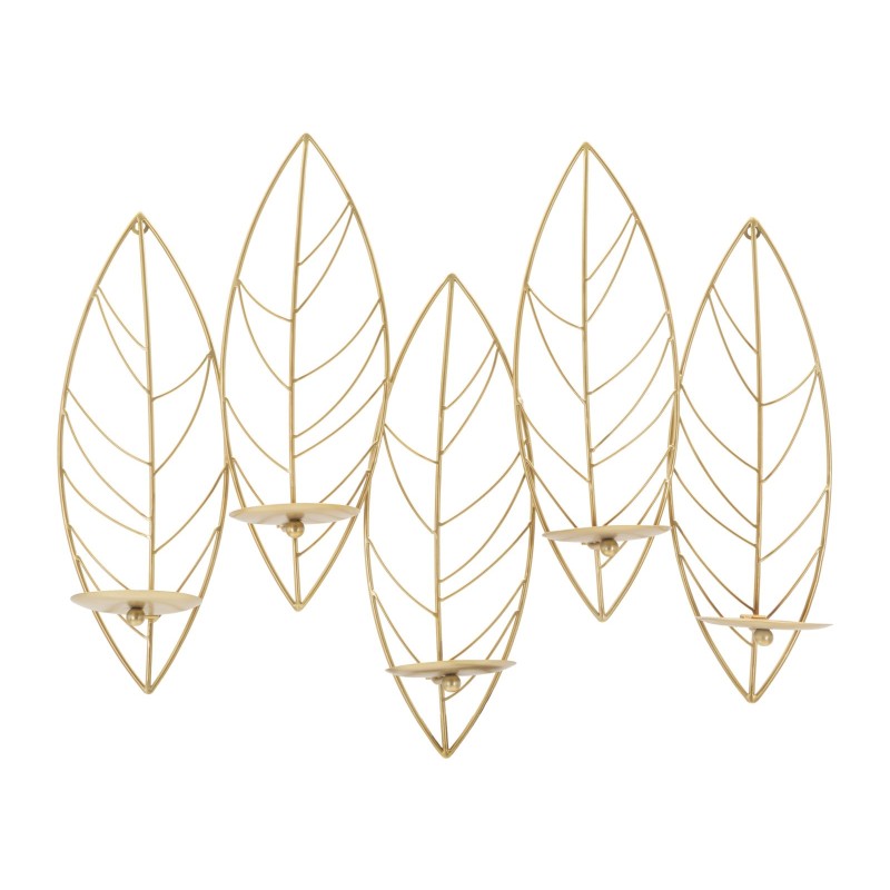 Candelabro de pared con forma de hoja – Decoración de pared elegante y sofisticada (66 x 14 x 56 cm)