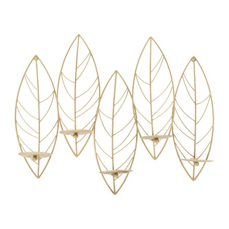 Candelabro de pared con forma de hoja – Decoración de pared elegante y sofisticada (66 x 14 x 56 cm)