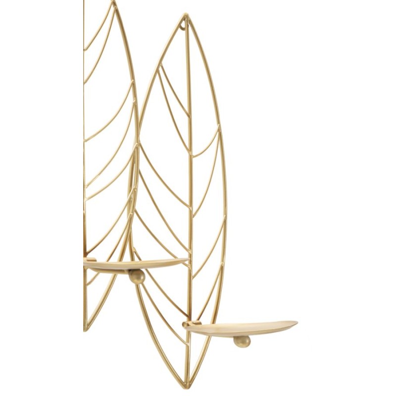 Candelabro de pared con forma de hoja – Decoración de pared elegante y sofisticada (66 x 14 x 56 cm)