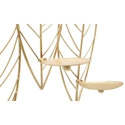 Candelabro de pared con forma de hoja – Decoración de pared elegante y sofisticada (66 x 14 x 56 cm)