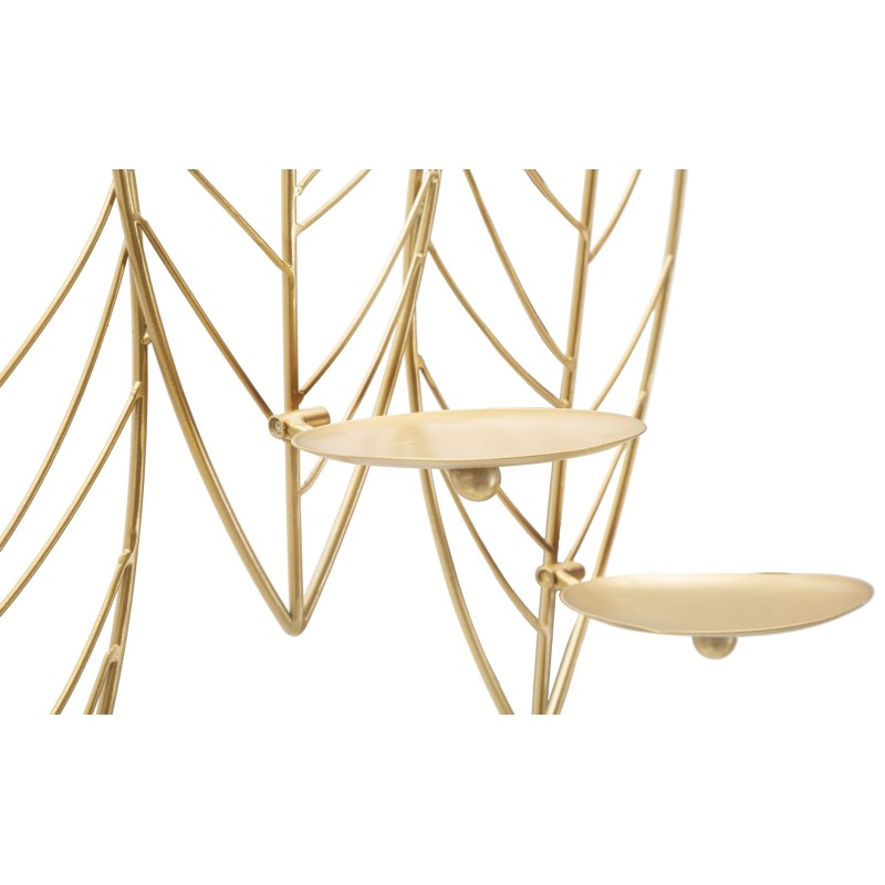 Candelabro de pared con forma de hoja – Decoración de pared elegante y sofisticada (66 x 14 x 56 cm)