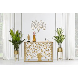 Candelabro de pared con forma de hoja – Decoración de pared elegante y sofisticada (66 x 14 x 56 cm)