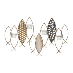 Candelabro de pared con forma de pez – Originalidad bohemia y elegancia mural (66 x 9 x 40,5 cm)