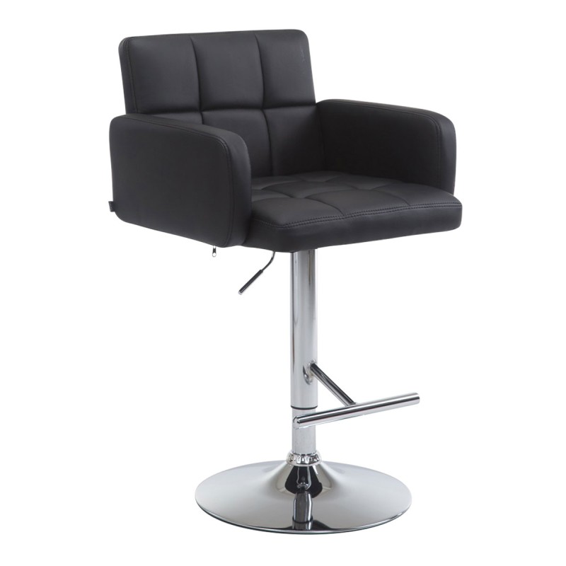 Taburete de bar Los Ángeles, en piel sintética negra C