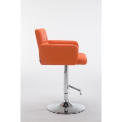 Taburete de bar Los Ángeles, en piel sintética naranja
