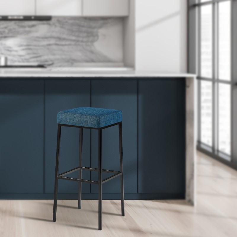 Taburete de bar Montreal B80 de tela azul