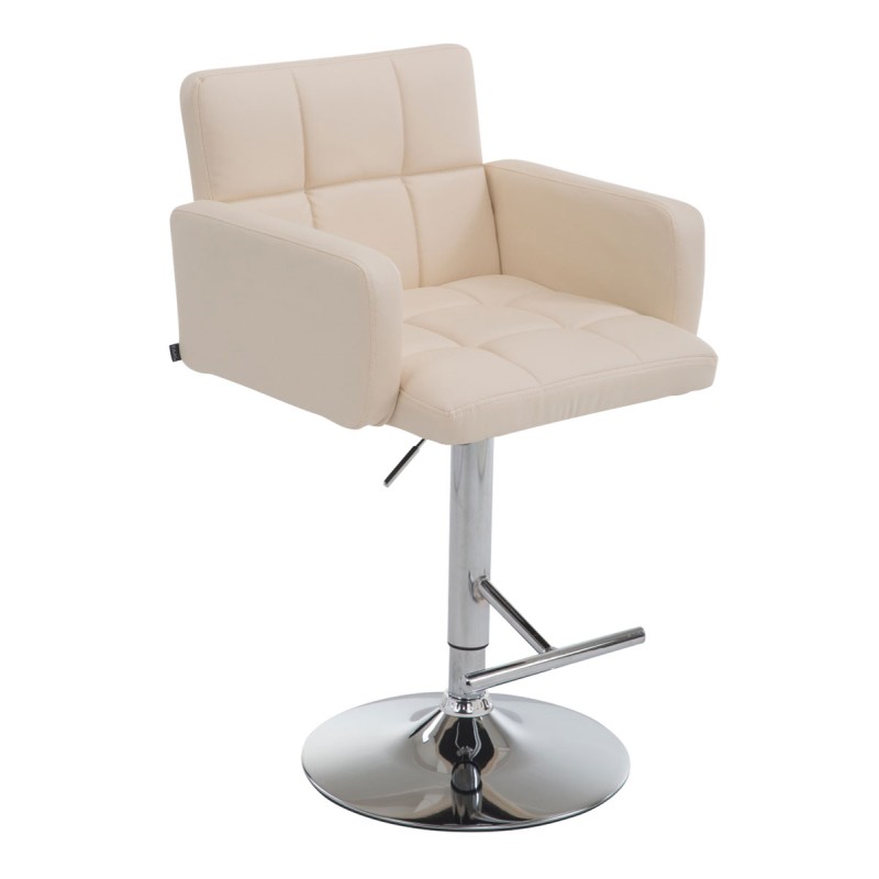 Taburete de bar Los Ángeles, en piel sintética color crema C