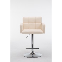 Taburete de bar Los Ángeles, en piel sintética color crema C
