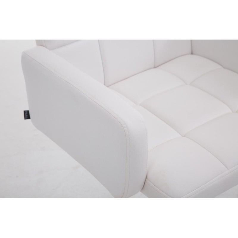 Taburete de bar Los Ángeles, en piel sintética blanca C