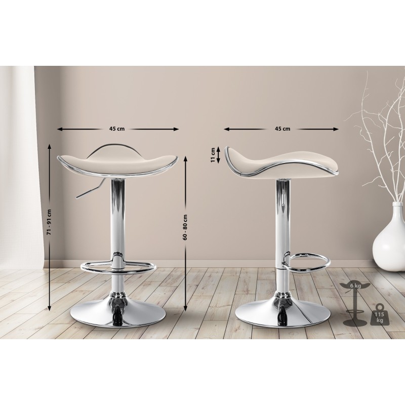 Taburete de bar Shanghai, imitación de cuero, color crema