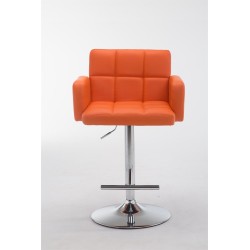 Taburete de bar Los Ángeles, en piel sintética naranja