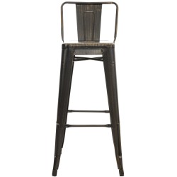 Taburete de bar Mason antiguo, negro y dorado