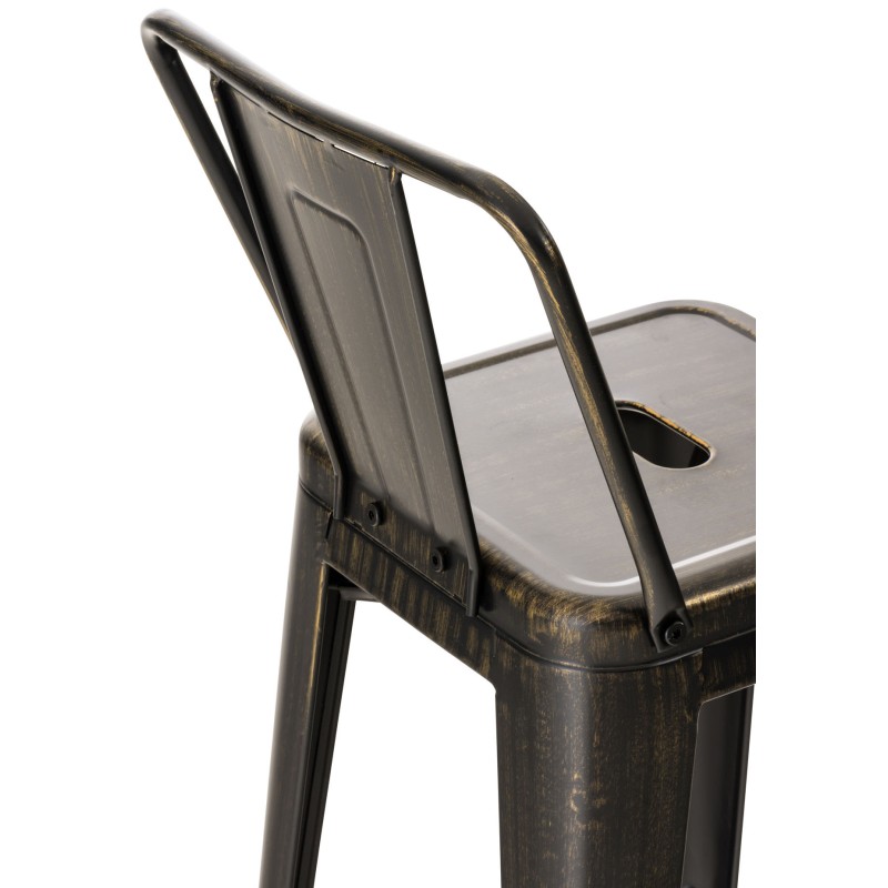 Taburete de bar Mason antiguo, negro y dorado