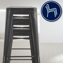 Taburete de bar antiguo Joshua negro y dorado