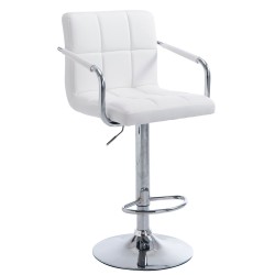 Taburete de bar Lucy V2 cromado, blanco