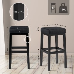 Taburete de bar Taylor B80 de tela gris oscuro