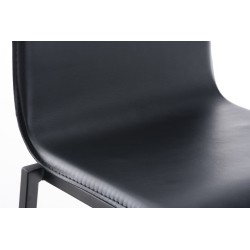 Taburete de bar Avola de piel, plano, B78 negro