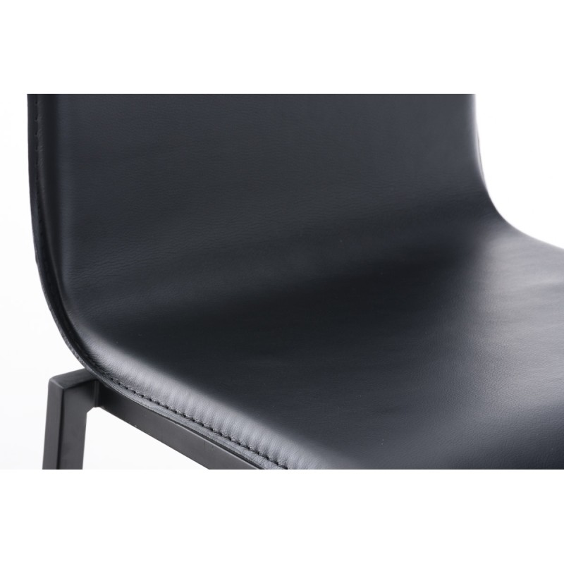 Taburete de bar Avola de piel, plano, B78 negro