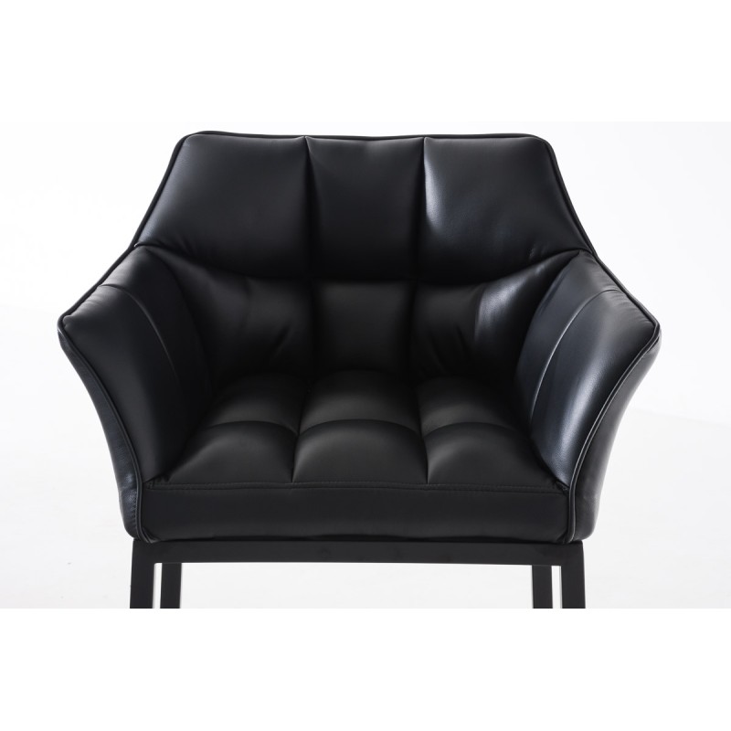 Taburete de bar Damaso B con base de 4 patas, negro