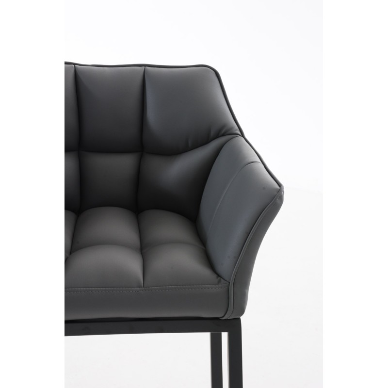 Taburete de bar Damaso B con base de 4 patas, gris