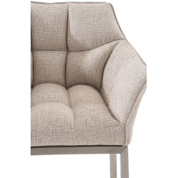 Taburete de bar Damaso E tapizado en tela con base de 4 patas color marfil