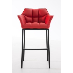 Taburete de bar Damaso B con base de 4 patas, rojo