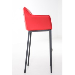 Taburete de bar Damaso B con base de 4 patas, rojo