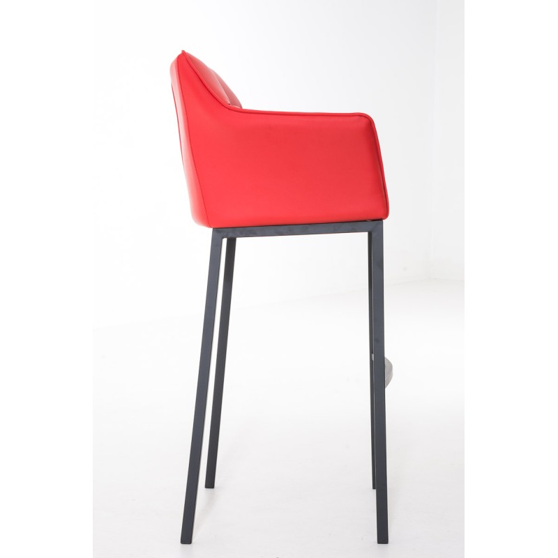 Taburete de bar Damaso B con base de 4 patas, rojo