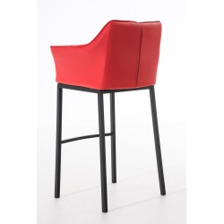 Taburete de bar Damaso B con base de 4 patas, rojo