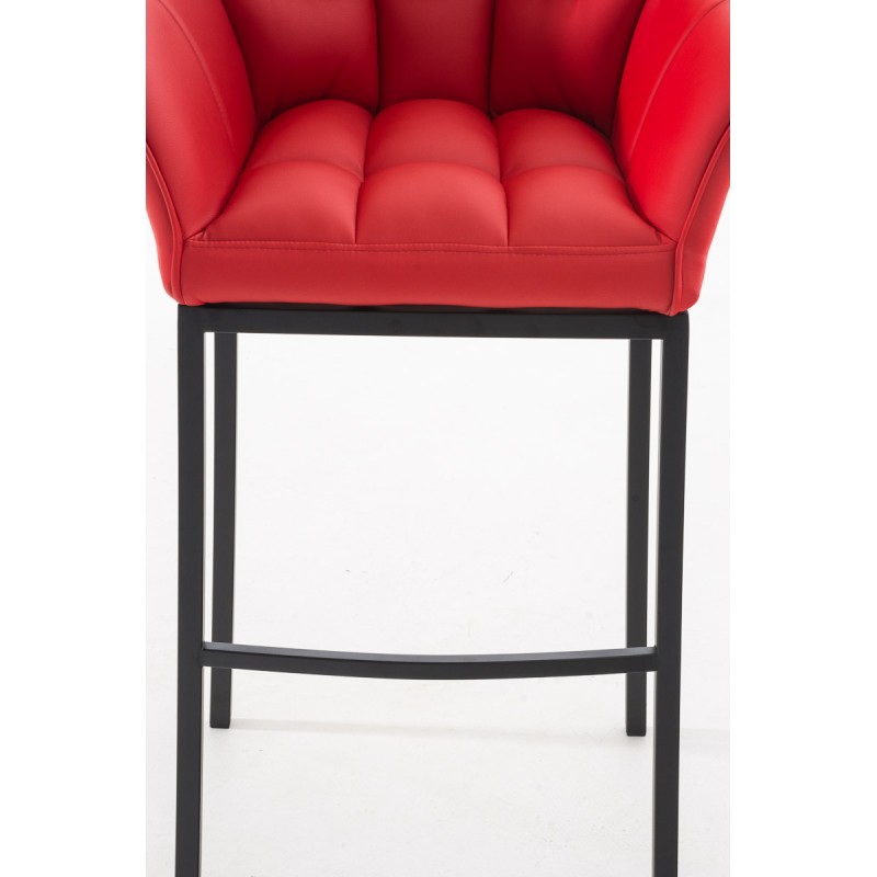 Taburete de bar Damaso B con base de 4 patas, rojo