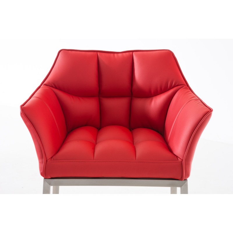 Taburete de bar Damaso E con base de 4 patas, rojo