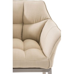 Taburete de bar Damaso E tapizado en tela con base de cuatro patas color crema