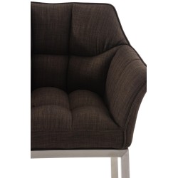 Taburete de bar Damaso E tapizado en tela con base marrón de 4 patas