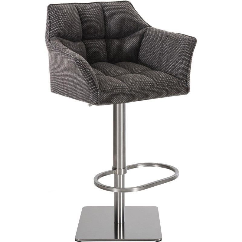 Taburete de bar Damaso E de tela gris titanio
