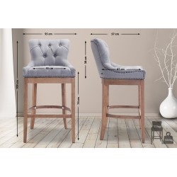 Taburete de bar Lakewood tapizado en tela, gris antiguo claro