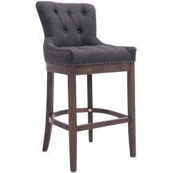 Taburete de bar Lakewood tapizado en tela, estilo antiguo, gris oscuro