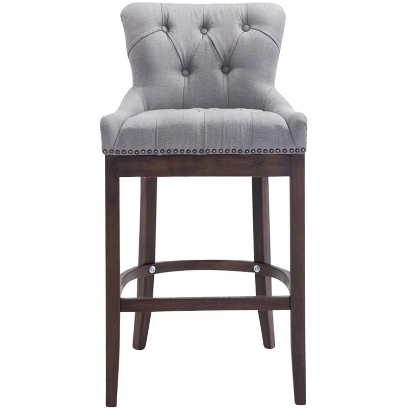 Taburete de bar Lakewood tapizado en tela, estilo antiguo, gris claro