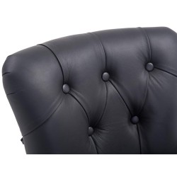 Taburete de bar Lakewood en cuero auténtico, estilo antiguo, negro