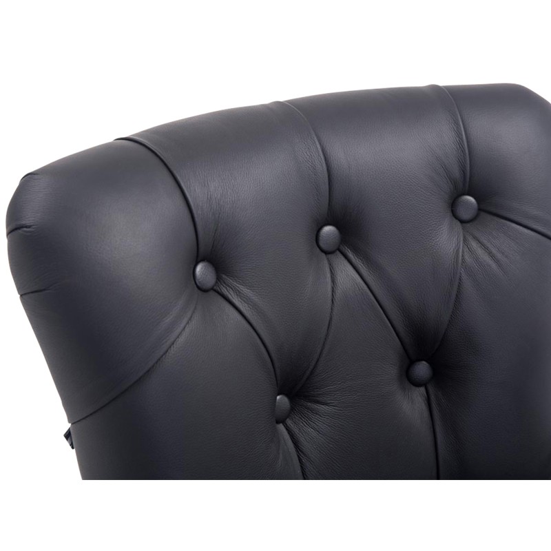 Taburete de bar Lakewood en cuero auténtico, estilo antiguo, negro