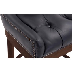 Taburete de bar Lakewood en cuero auténtico, estilo antiguo, negro