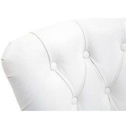 Taburete de bar Lakewood en piel auténtica, estilo antiguo, blanco