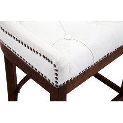 Taburete de bar Lakewood en piel auténtica, estilo antiguo, blanco