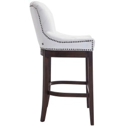 Taburete de bar Lakewood en piel auténtica, estilo antiguo, blanco