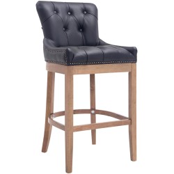 Taburete de bar Lakewood en cuero genuino, luz negra antigua