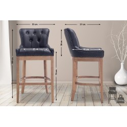 Taburete de bar Lakewood en cuero genuino, luz negra antigua