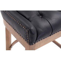 Taburete de bar Lakewood en cuero genuino, luz negra antigua