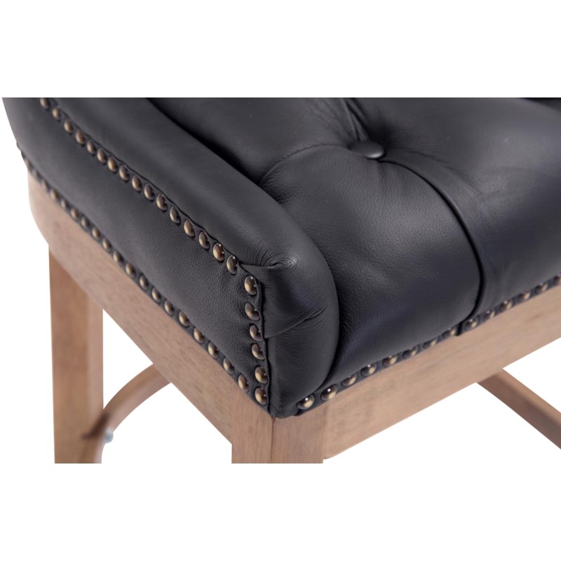 Taburete de bar Lakewood en cuero genuino, luz negra antigua